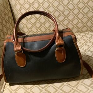 Vintage Coach Black and Brown Satchel-like Handbag